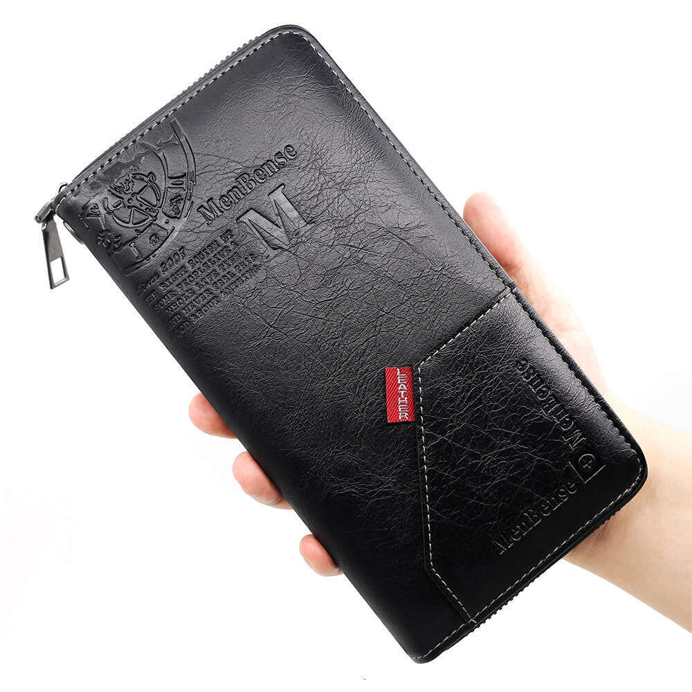 PU Leather Long Men's Style Zipper Clutch Multi-Card Slot Large Capacity Phone Bag Wallet