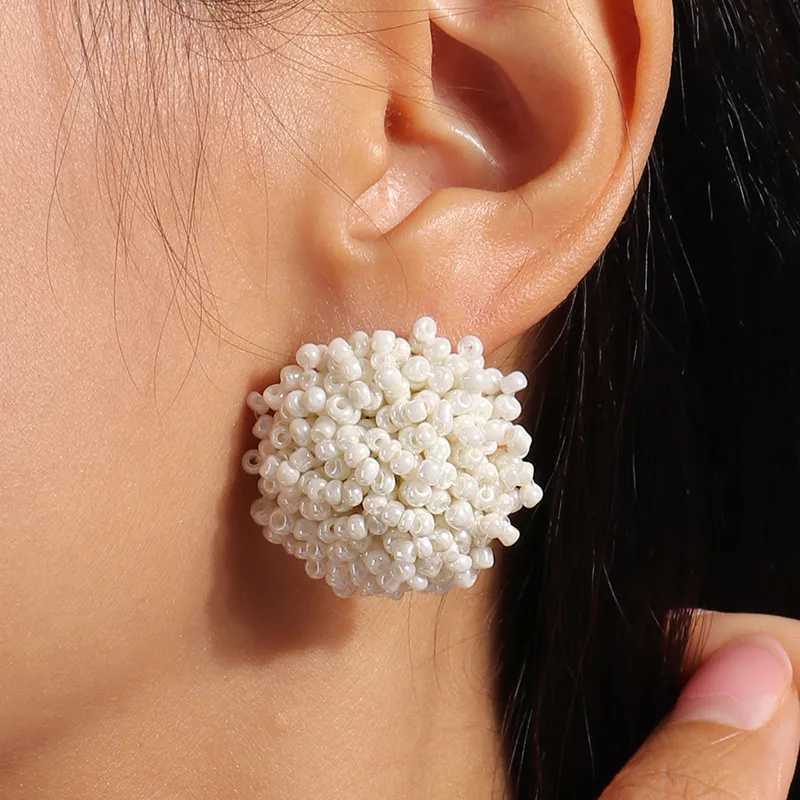 Vintage Bohemian Colorful Bead Round She Stud Earrings for Women Handmade Simple Ethnic Boho Jewelry Accessories 2023 XJ250623