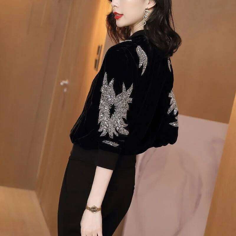 Designer Crop Jacket Woman Short Winter Coat Female 2024 Rhinestone Clothing Bomber Jackets Autumn Clothes Baseball Coats