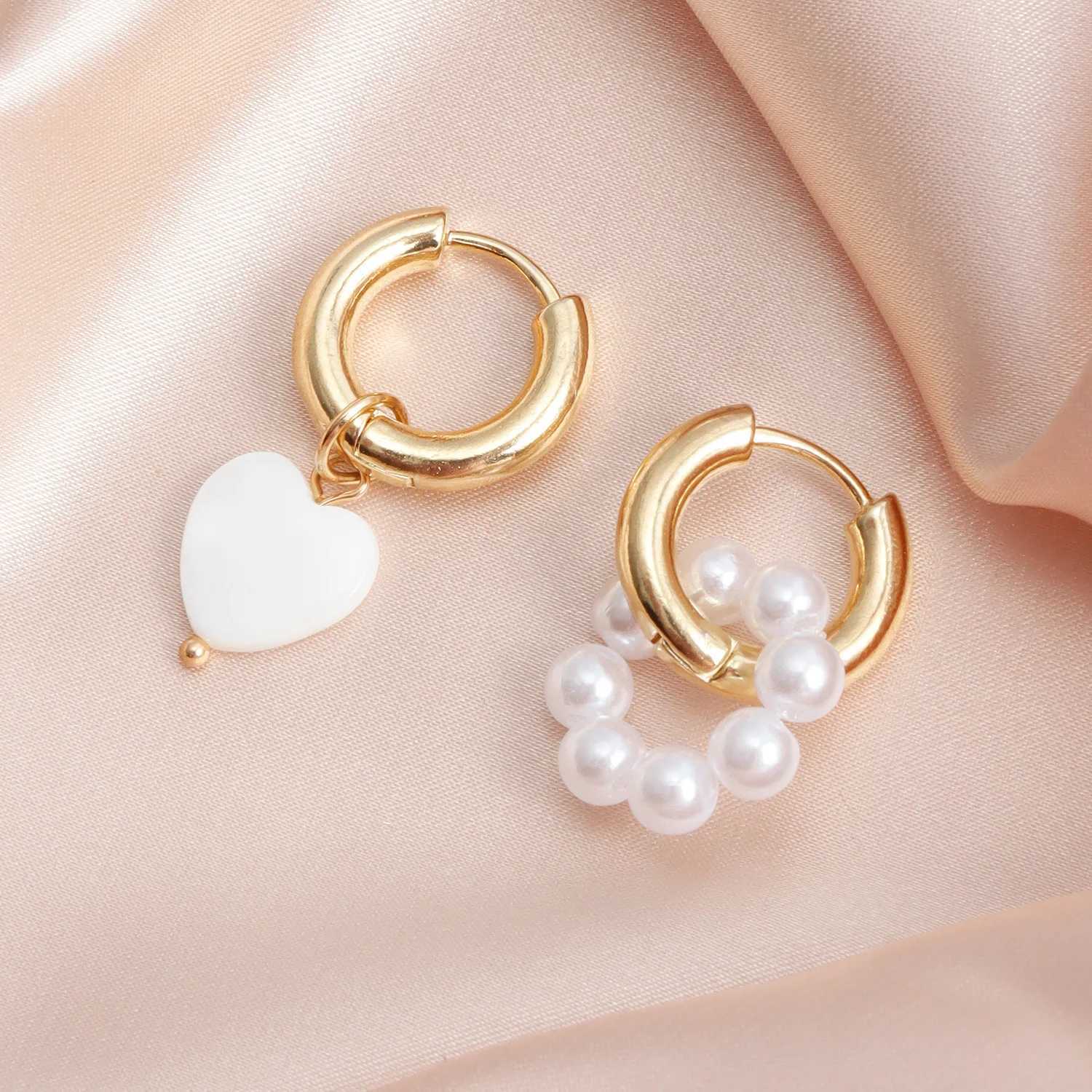 Fashion Jewelry Imitation Pearl Heart Pendant Train Dual-use Ear Buckle Earrings XJ250623
