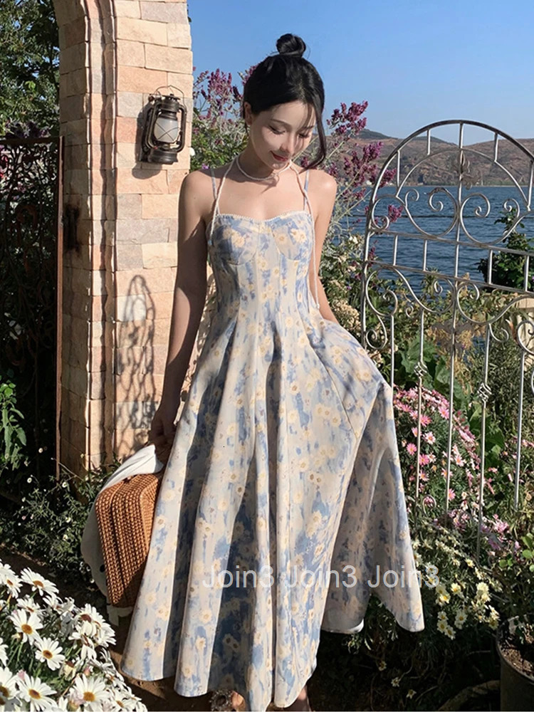 Summer Long Evening Dress Women Clothes Pretty Sweet Print Boho Sexy Strap Slim Midi Party Prom Holiday Robe Femme Mujer Vestido