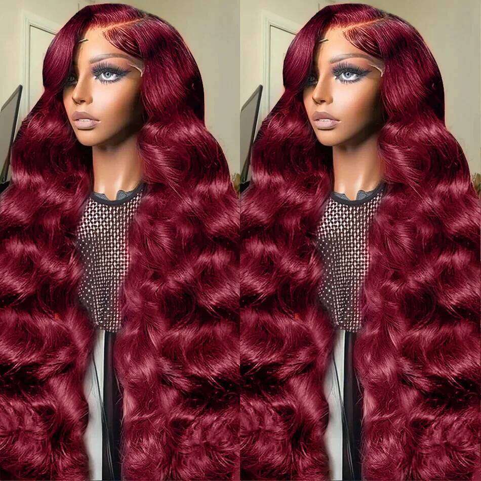 30 40 Inch 13x4 99j Bury Body Wave Front Human Hair 13x6 Hd Transparent Lace Frontal Wig Brazilian For Black Women