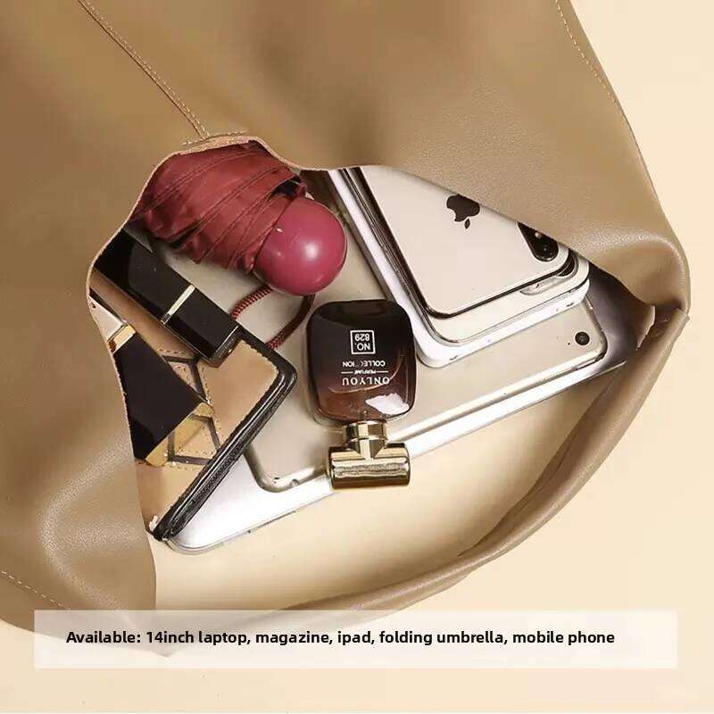 Large Capacity Cowhide Women's Shoulder Simple Soft Leather Tote Underarm Bag 2025 Niche Style For Ladies