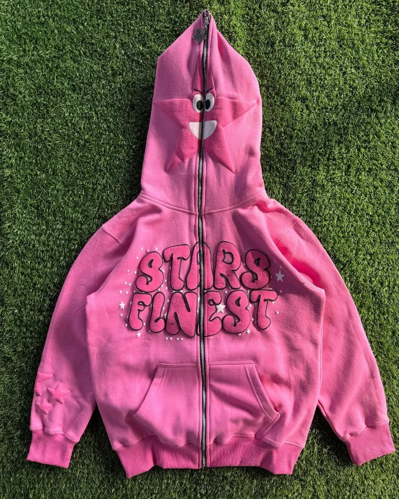 Y2K Street Fashion Oversized Foam Letter Printed Zipper Cardigan Women Harajuku Retro Gothic College Casual Joker Sweatshirt 250617