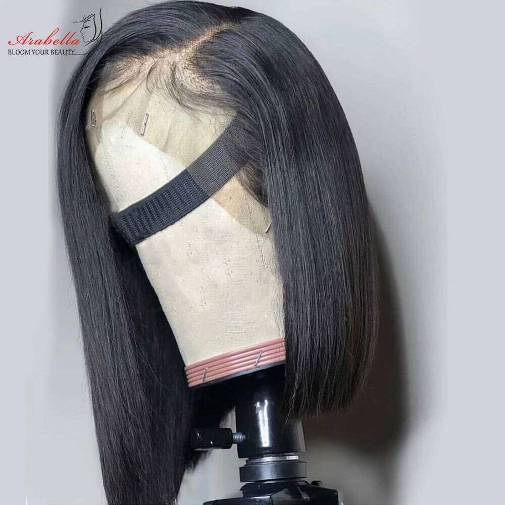 250 High Density 100% Human Hair Wigs Lace Pre Plucked Bleached Knots Remy Straight Bob Wig