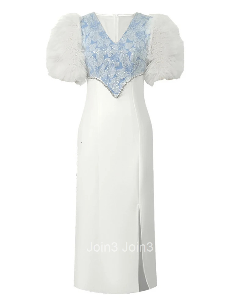 New Summer Fashion Sweet Evening Runway Dress Women Clothes Mujer Elegant Luxury V-Neck Slim Midi Party Birthday Gown Vestidos