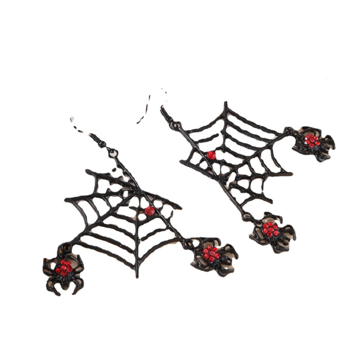 Exaggerated Halloween Series Nightclub Rhinestone Spider Web Earrings Punk Style Ear Studs for Women