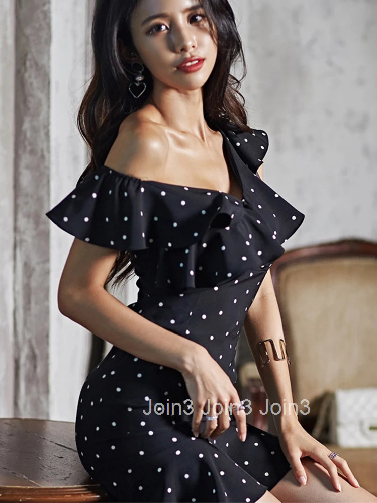 Fashion Korean Women Dress Chic Temperament Casual Sexy Low Cut Off-Shoulder Slim Mini Party Vacation Prom Femme Mujer Vestidos