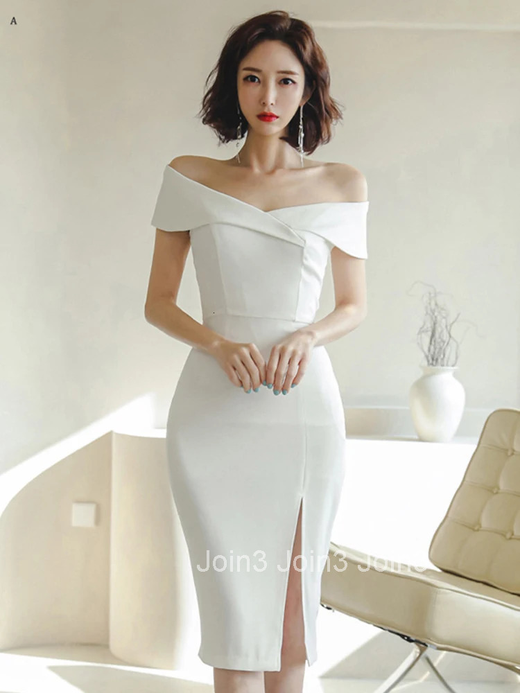 Fashion Summer Evening Dress For Women Elegant White Chic Sexy Off-Shoulder Slim Midi Party Prom Birthday Mujer Vestidos Street