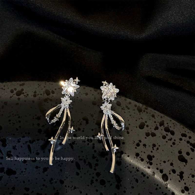 Y2K Zircon Star Bow Drop Earrings for Women Elegant Crystal Sparkling Star Tassel Stud Earring 2025 New Earrings Egirl Jewelry XJ250623