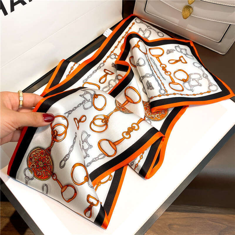 DHgargets with Ribbon for Women, Spring and Autumn Double Layer Long Scarf, High-end Silk Scarf