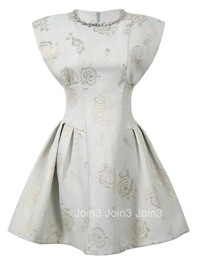 Summer Jacquard Floral Gown Evening Dress Women Clothes Elegant Retro Sleeveless Corset A-Line Short Party Prom Vestidos Fiesta