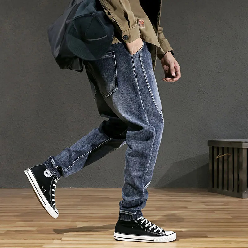 Street Fashion Men Jeans Retro Washed Blue Stretch Ripped Joggers Jeans Men Hip Hop Vintage er Denim Cargo Pants Hombre 250616