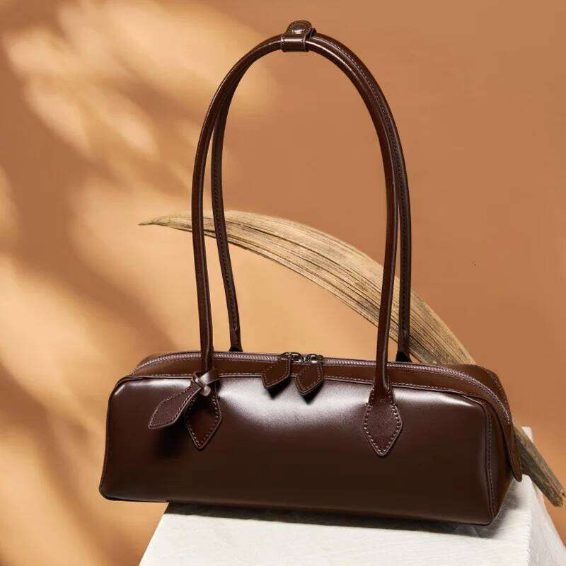 Designer Bags 2025 New Genuine Leather Women's Shoulder Cowhide Ladies Handbag Baguette Female Commuter Shopping Underarm Bag Luxury Bag