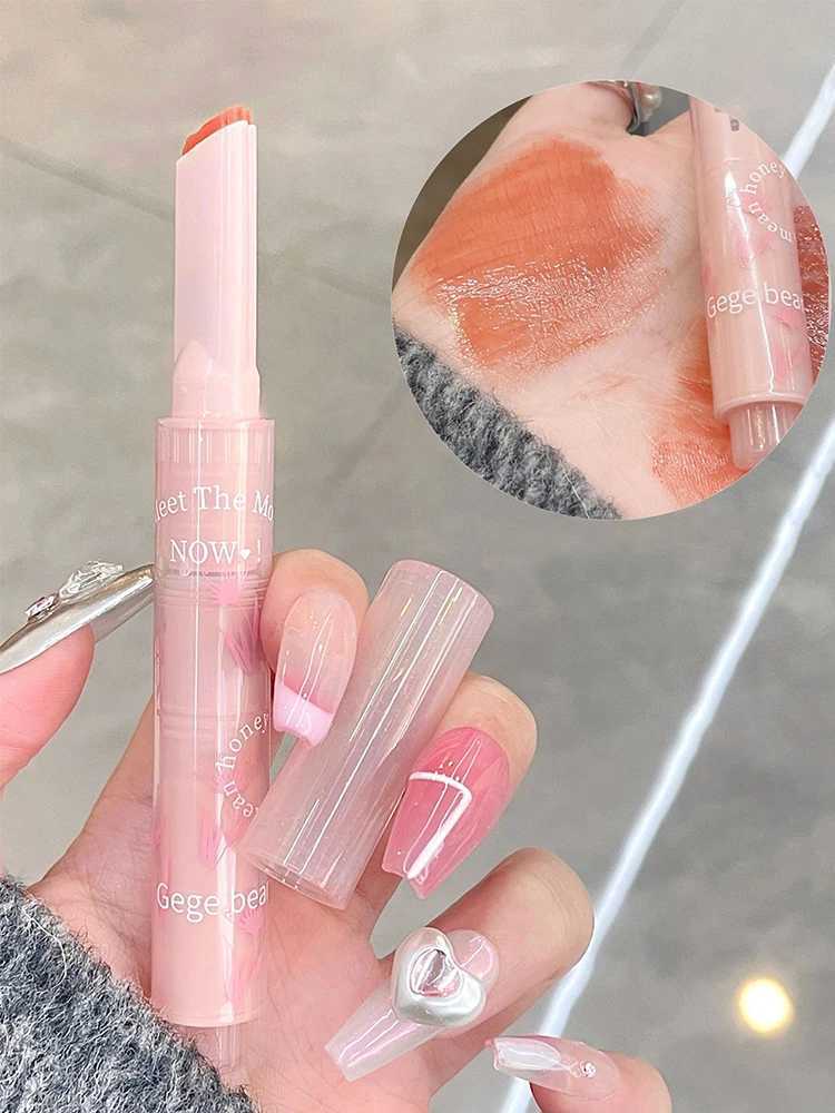 Gege Bear Floral Whisper Moisturizing Mirror Shine Lipstick Glossy Jelly Finish Heart-Shaped Bullet Hydrating Lip Balm XJ250623