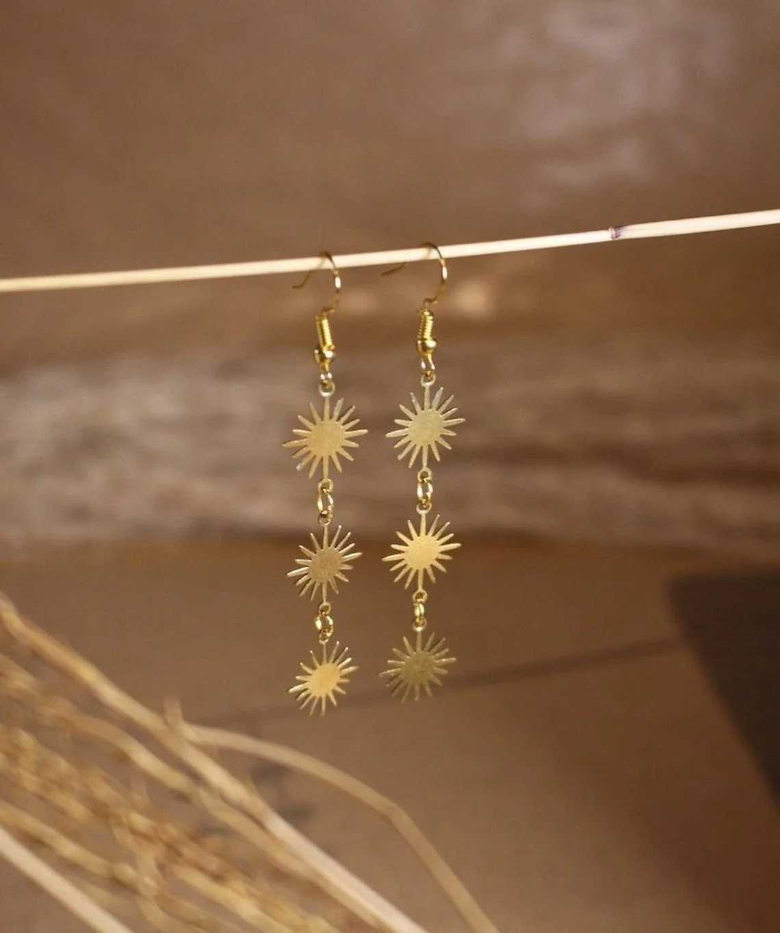 Sun Earrings Boho Jewelry Sun Jewelry Astrology Earrings Gold Color Sun Earrings Dazzling Gold Color Sun EarringsXJ250623