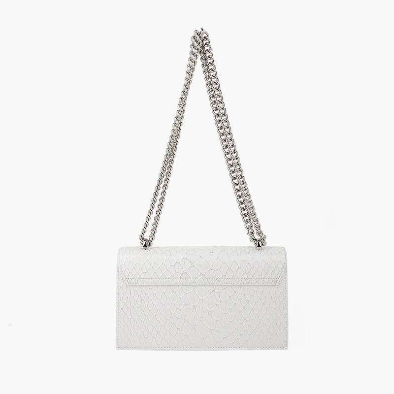 Donna-In Mermaid Pattern White Women Crossbody Split Leather Fashion Chain Square Purse Ladies Shoulder Bag 2023 Summer