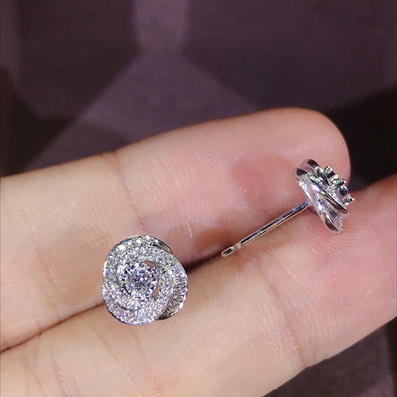 2025 Choucong Bright Stud Earrings Luxury Jewelry 925 Sterling Silve Round Cut White 5A Cubic Zircon CZ Diamond Party Elegant Women Rose Flower Earrin