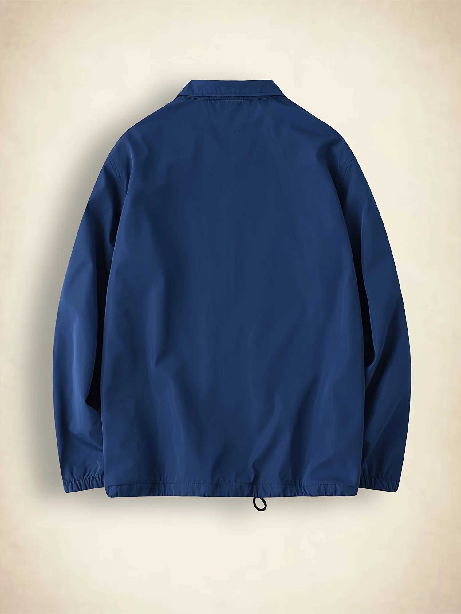 Mens Casual Zip-Up Jacket - Vibrant Red Polyester Long Sleeve Coat with Chest Pockets Machine Washable Regular Fit for Autumn W250623