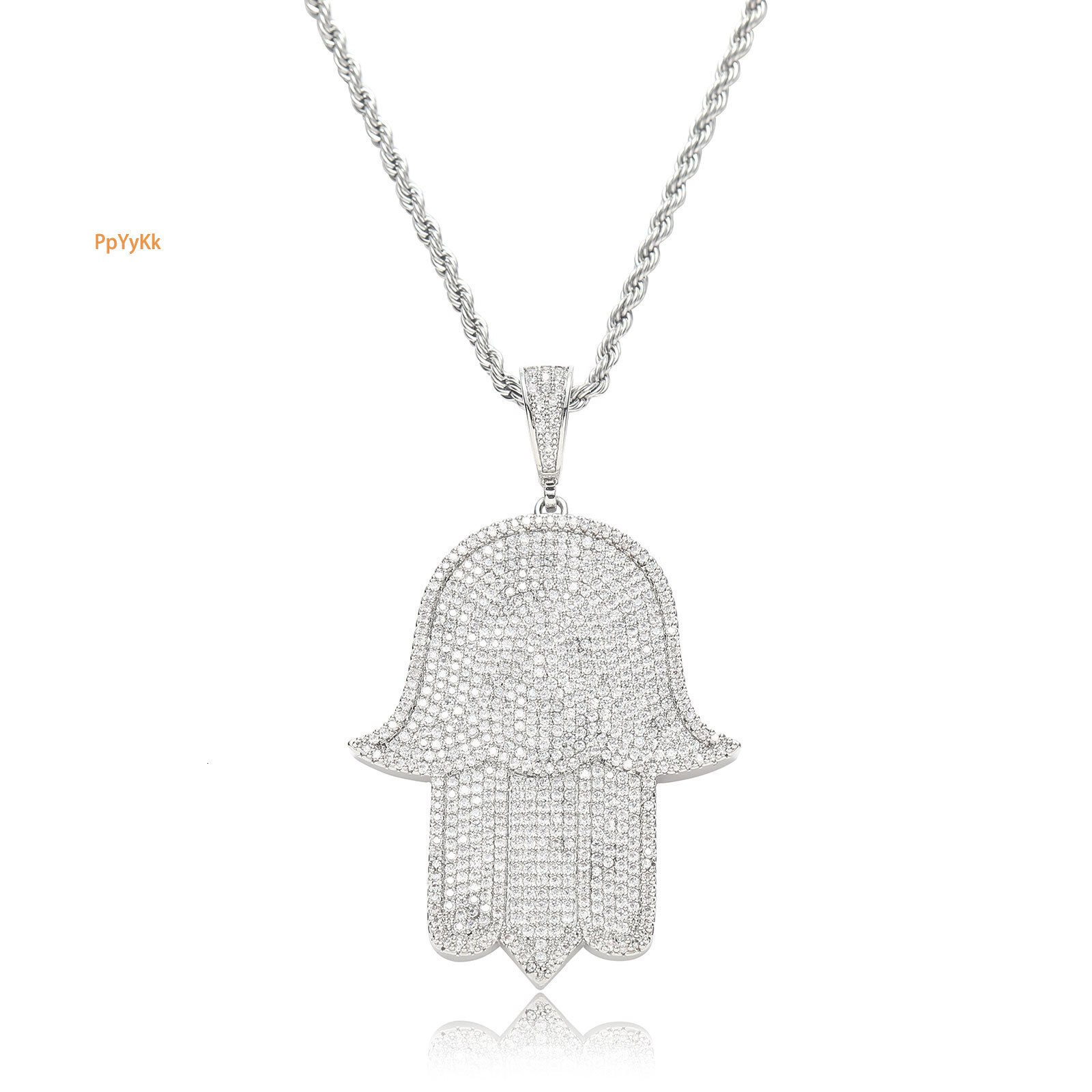 Luxury Moissanite Hamsa Hand Iced Out Bling Trendy Statement Hip Hop Pendant Necklace Pass the diamond tester