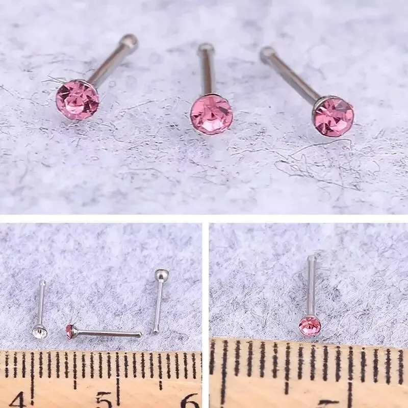 4060 PcsSet Crystal Stainless Steel Nose Piercing Pack Straight Ring Kit L Stud Helix Body Jewelry 250613