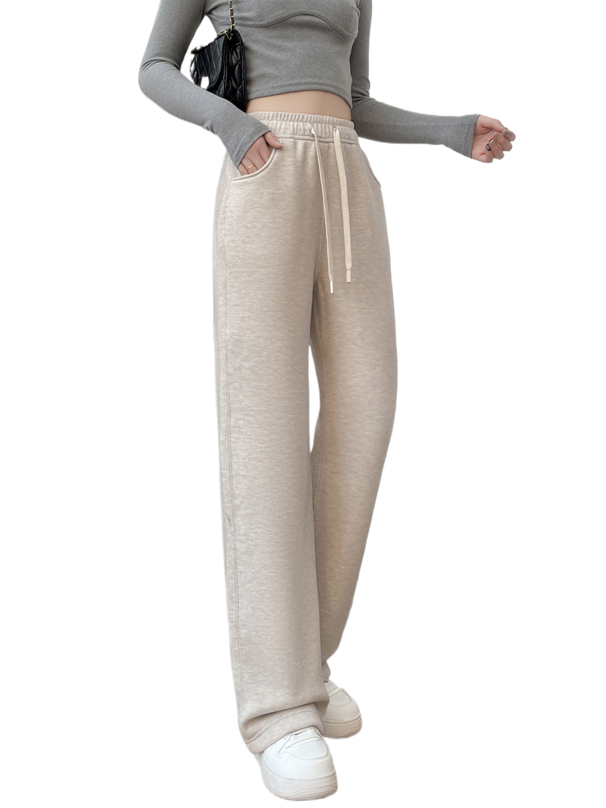 Antelope Velvet Straight Leg Pants Women Draped Feeling Casual and Comfortable Daily Wear Style
