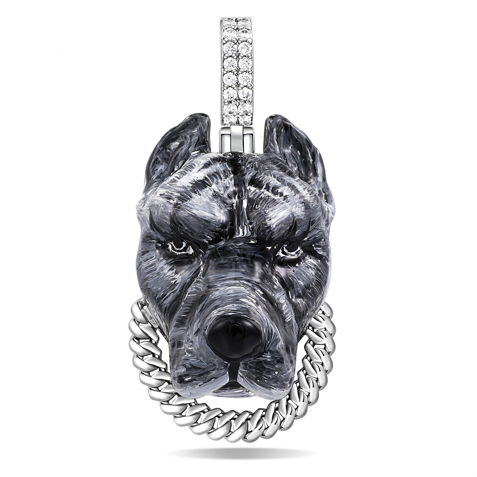 Luxury Moissanite Hip Hop Dog Head Pendant Niche Design Light Luxury Premium Statement Necklace