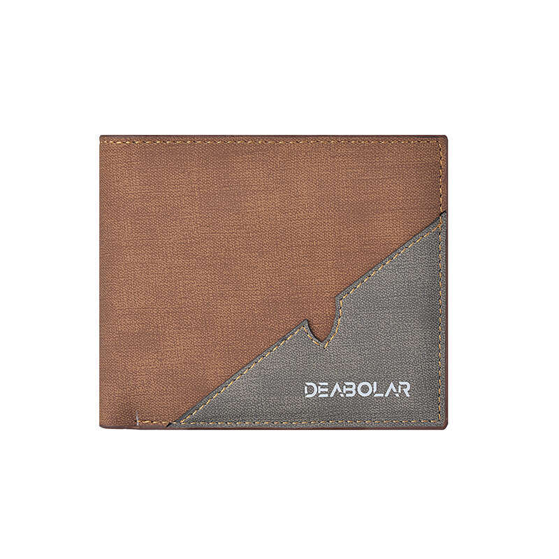 New Korean Style Fashion Men's Short Personality Patchwork Leather Wallet Coin Purse