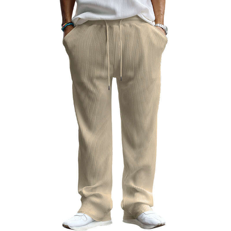 Cross-border Spring and Autumn Men's Casual Loose Straight with Draping Effect Striped High Waist Wide Leg Pants