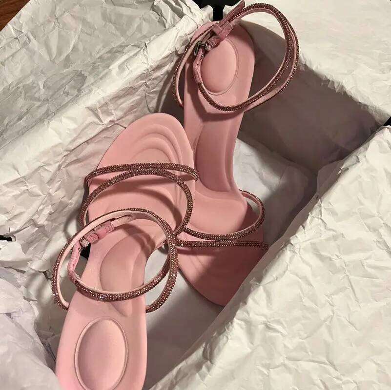 2025 Summer New Dia-Lettered Sandals Sense Open-Toe Stiletto High Heels Loop Cross-Strap Women'S Shoe Trend