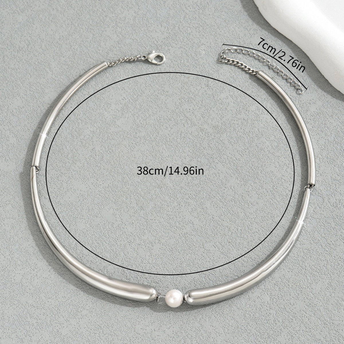Unique Designer Geometric Hook Pearl Choker Long Necklace Women's Jewelry
