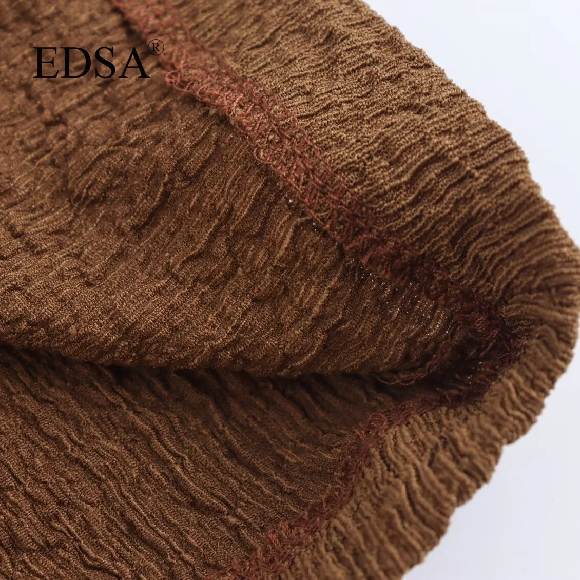 EDSA Women 2 Pcs Set VNeck Single Breasted Solid Texture Casual Vest TopHighWaisted Drawstring Wide Leg Pants 250614