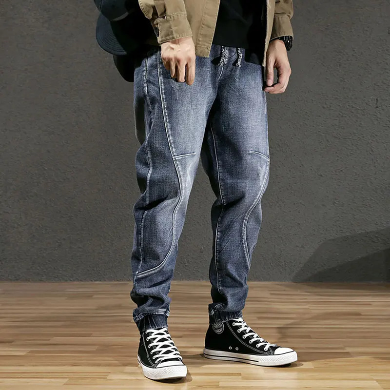 Street Fashion Men Jeans Retro Washed Blue Stretch Ripped Joggers Jeans Men Hip Hop Vintage er Denim Cargo Pants Hombre 250616