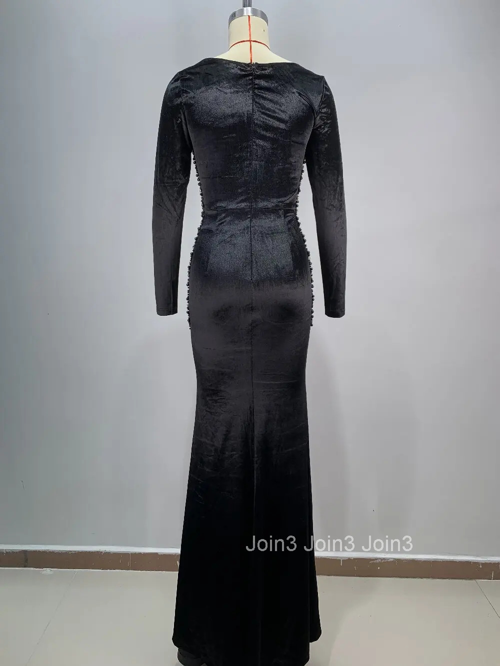 Autumn New Black Long Sleeve Beading Diamonds Embelling Trumpet Dress For Women Sexy Gauze Slim Club Party Clothing 72h Shipment