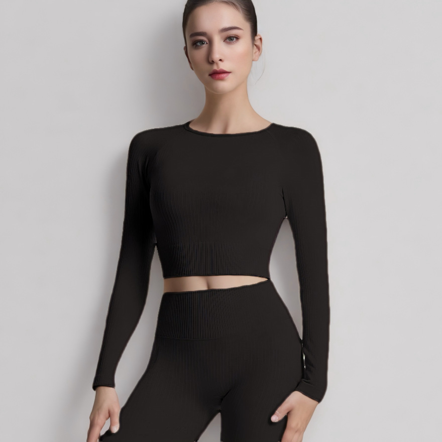 Elastic Sportswear Tee Ladies' Versatile Yoga Attire Featuring a Smooth Texture & Comfortable Length