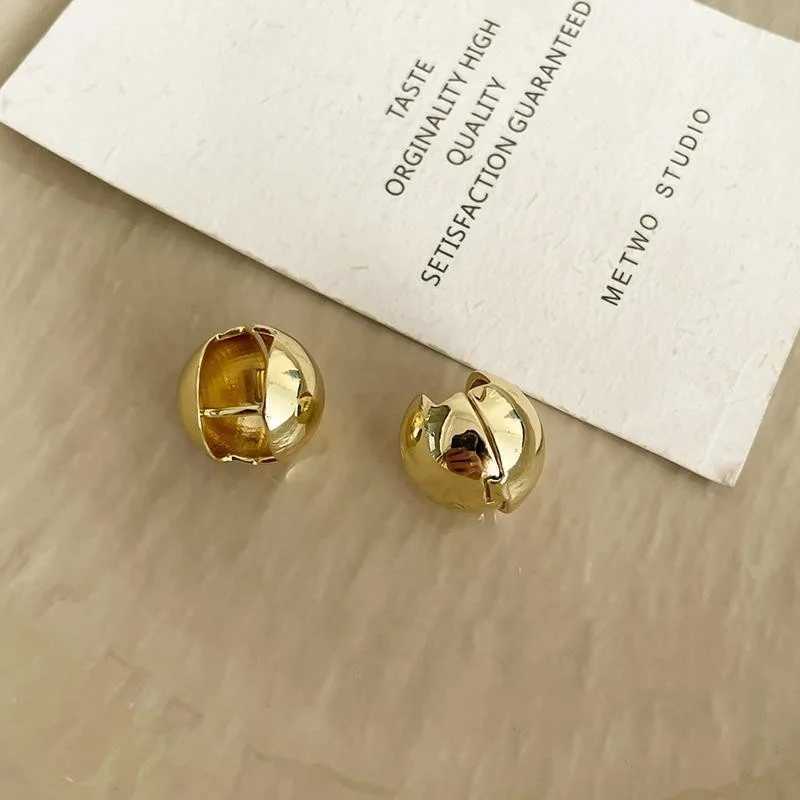 Punk Geometric Stud Earrings for Women Girls Fashion Half Metal Big Ball Round Earring Party Accessories Gifts XJ250623