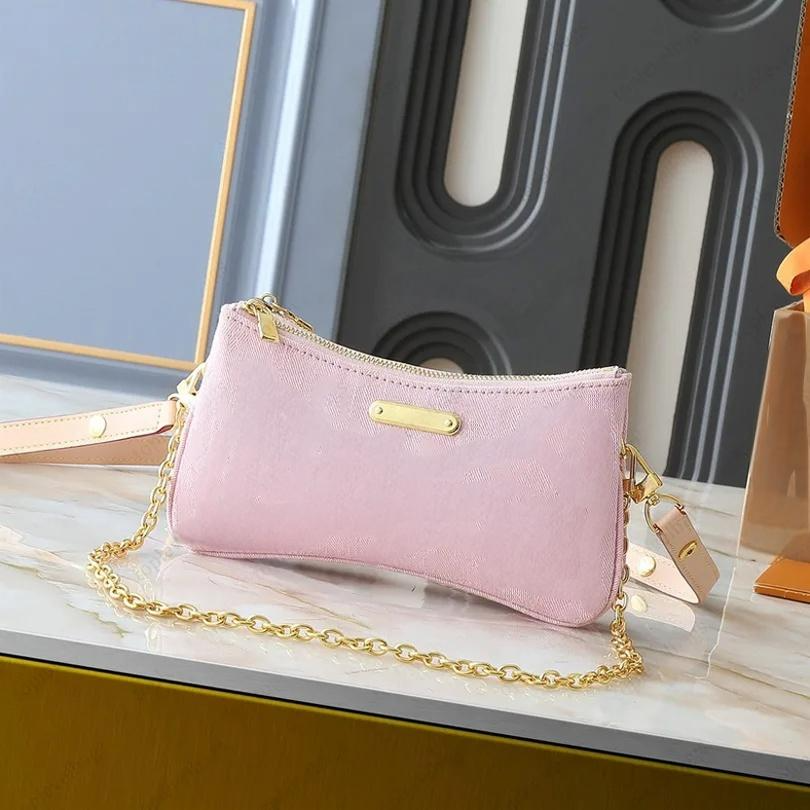 Denim Vintage Designer Elegant Half-Moon Luxury bags Fashion women's leather embossed crossbody bag old flower chain handbag letter striped crossbody bag Hobo bag