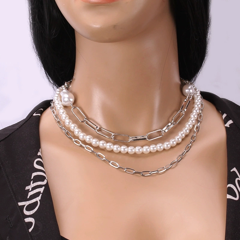 Elegant Retro-Inspired Multi-Faceted Horse Whipped Chain & Uniquely Shaped Pearl Jewelry