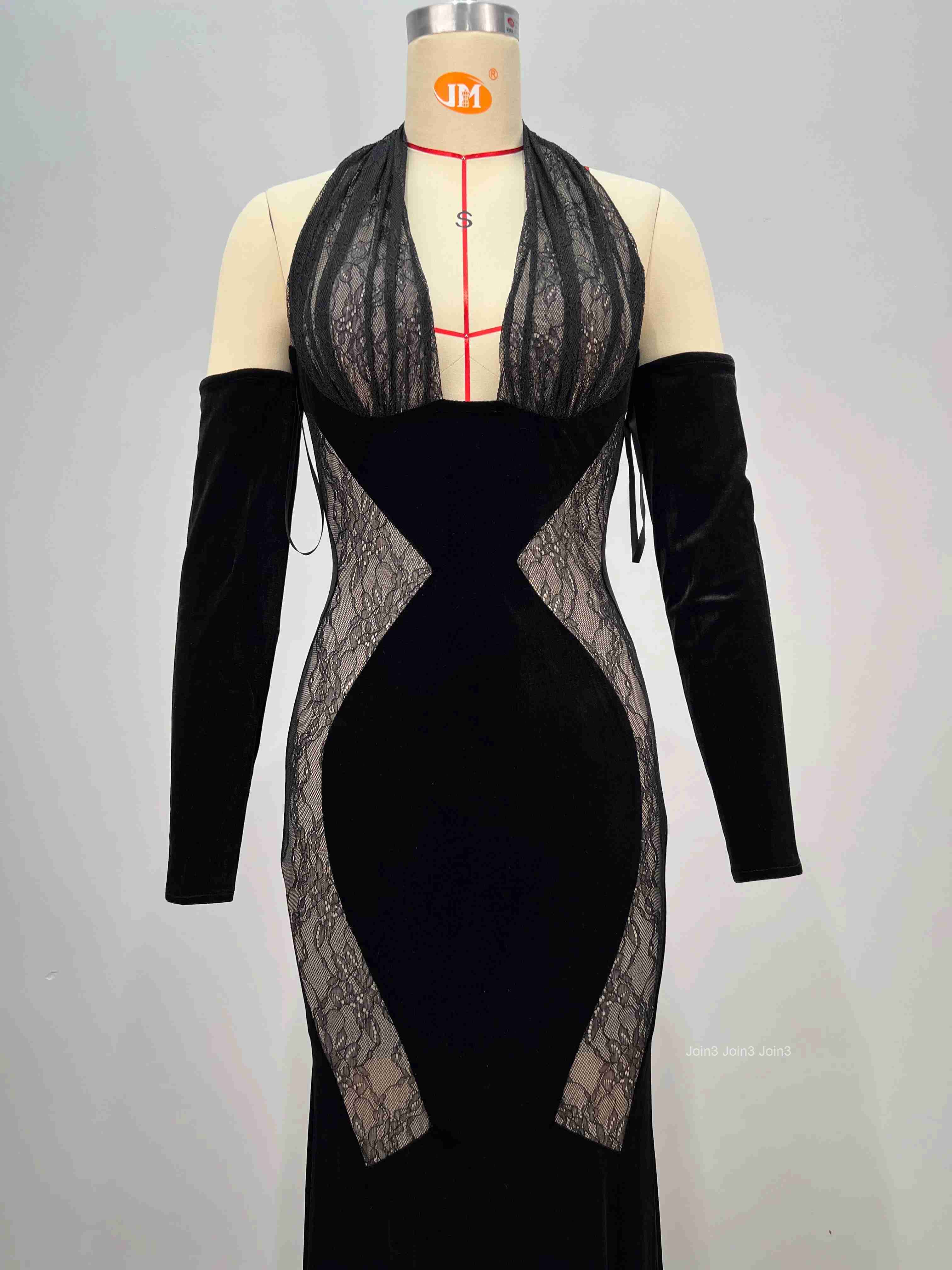 Chic Black Velvet Lace Evening Gown Sweetheart Neckline Long Sleeve Formal Dress for Gala Wedding Red Carpet Events