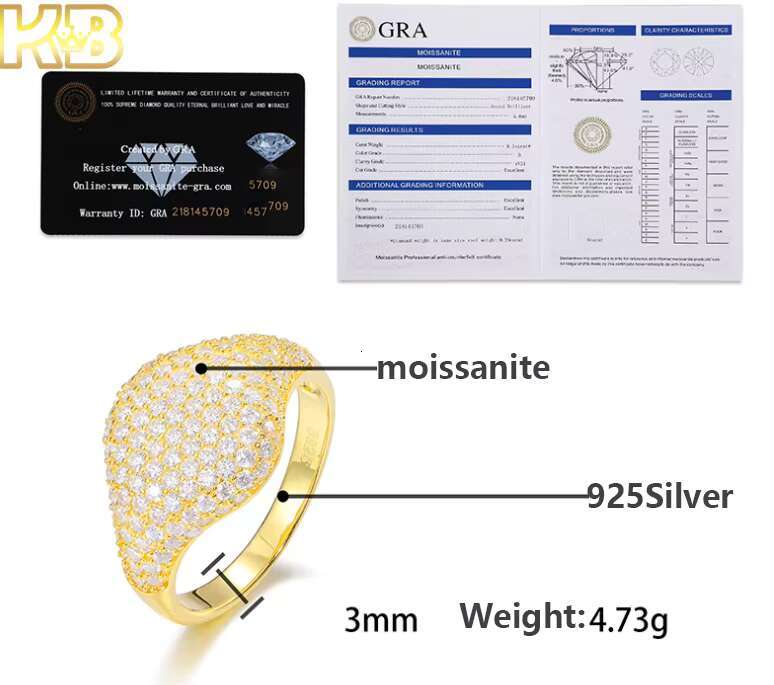 925 Sterling Silver Moissanite Diamond Ring Iced Out Hip Hop Style for Men Heavy Duty Big Face Bling Jewelry