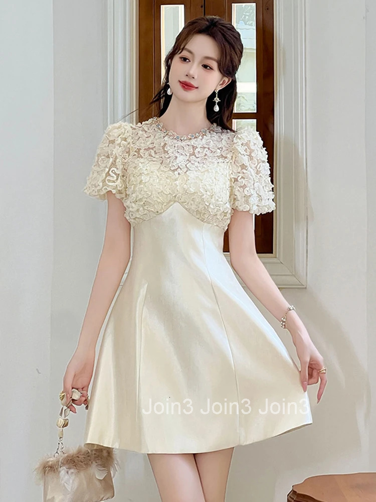 Summer Fashion Vacation Evening Dress Women Clothes Elegant Luxury Vintage Sweet O-Neck Slim Mini Short Party Club Prom Vestidos