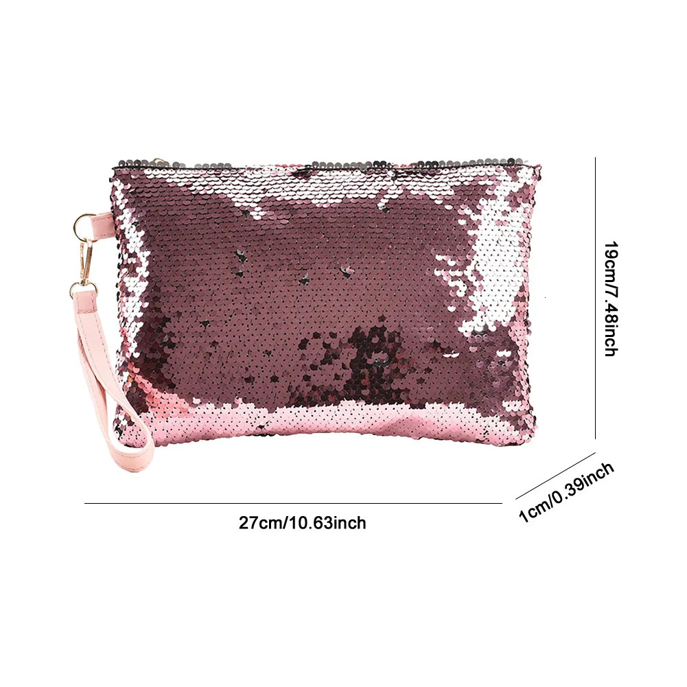 Women Stylish Wrist Bag Large Capacity Shiny Sequin Handbag Glitter Elegant Wallet Party Date Working Commute Bag 250617