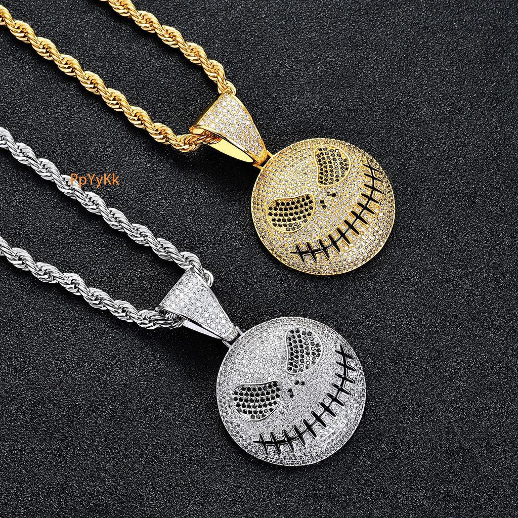Moissanite Necklace Halloween Skull Ghost Face Pendant Iced Out Hip Hop Pendant Trendy Fashion Jewelry Pass the diamond tester