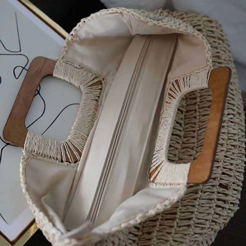 Simple Street Fashion Bag Women Summer Beach Large Capacity Ladies Handbags Handmade Straw Bag Bohemian Rattan Travel Tote