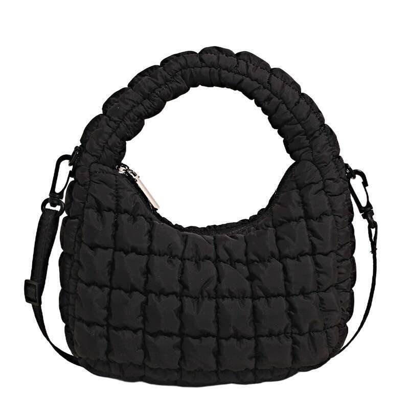 Korean Style INS Versatile Fashion Dumpling 2025 Summer New Cotton Padded Pleated Quilted Shoulder Bag Trendy Feel