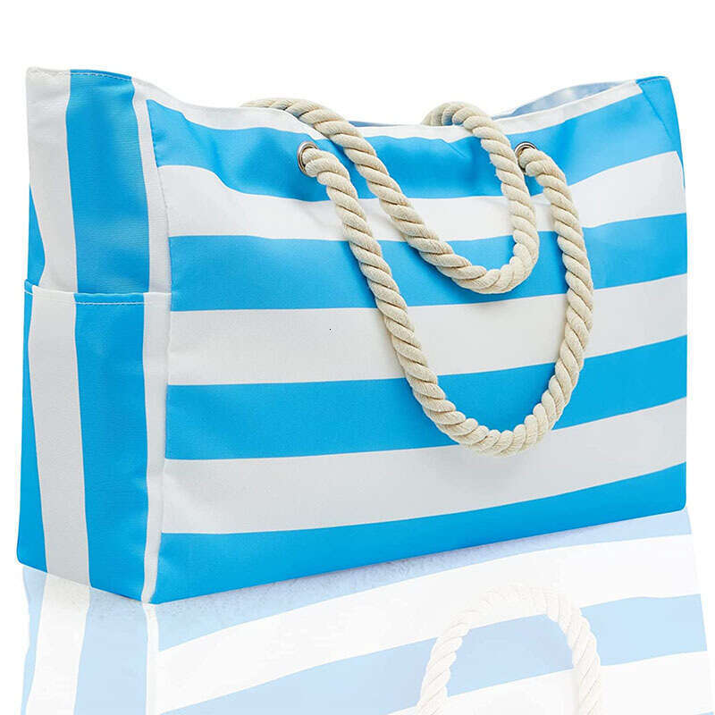 Beach Tote Large Capacity Bohemian Outdoor Striped Storage Bag Water Absorbent Quick Dry Trendy