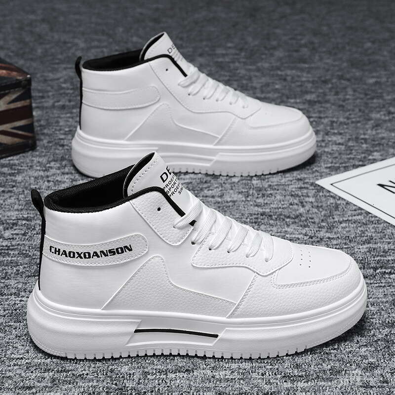 Spring New High-Top Men's Versatile White new Thick-Soled Sneakers Casual Board Trendy Shoes