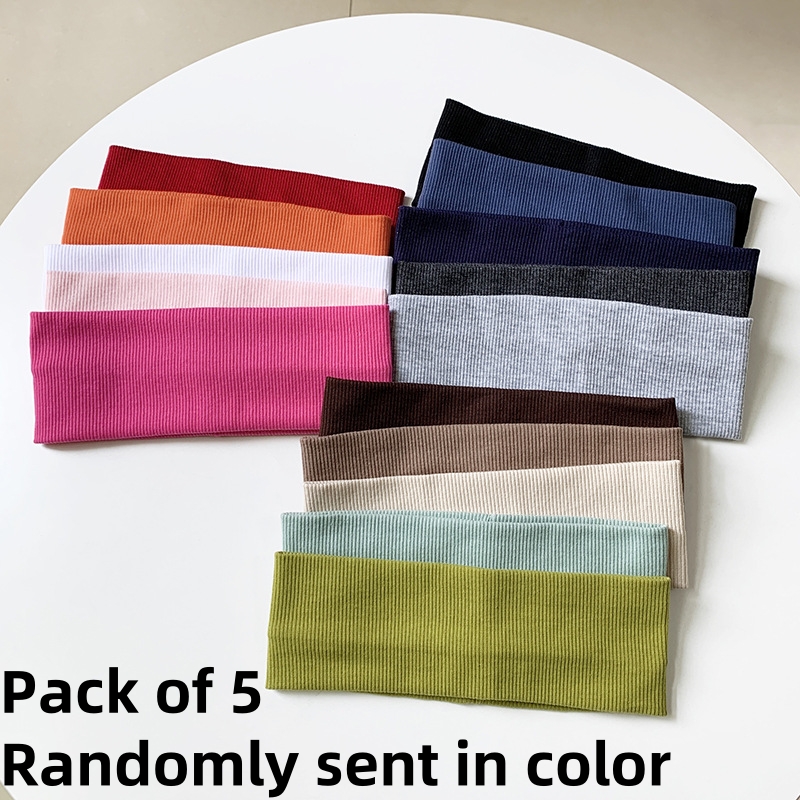 5pcs Sports Cycling Hairband Knitted Elastic Sports Yoga Headband Headwear Girls Hair Band Hair Accessories Wash Face Hairbands Solid Color Headbands 