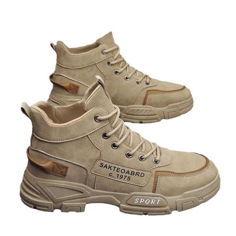 Men's Martin Spring And Autumn New Breathable High-Top British new Style Work Shoes Short Boots Casual Sneakers