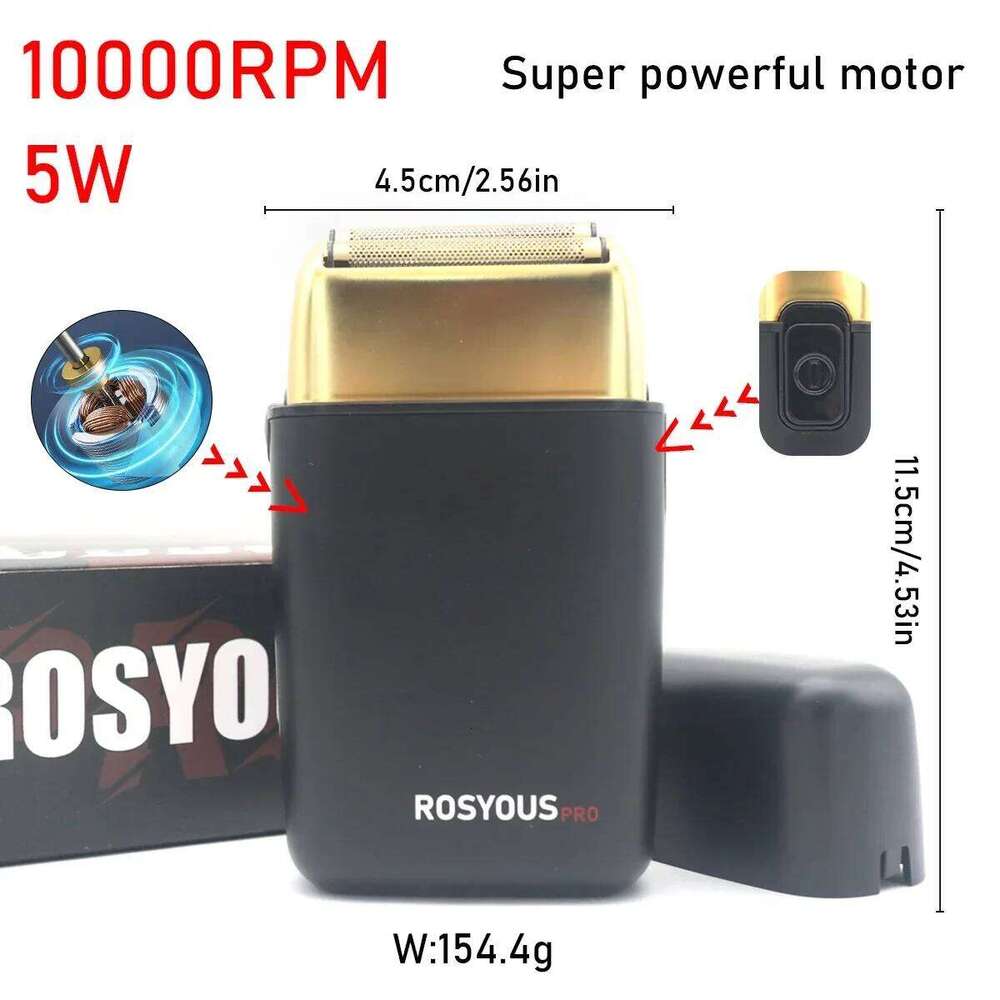 ROSYOUS Rs-620 Beard Trimmer For Men 10000Rpm Double Foil Cordless USB Interface Oil Head Professional Electric Shaver